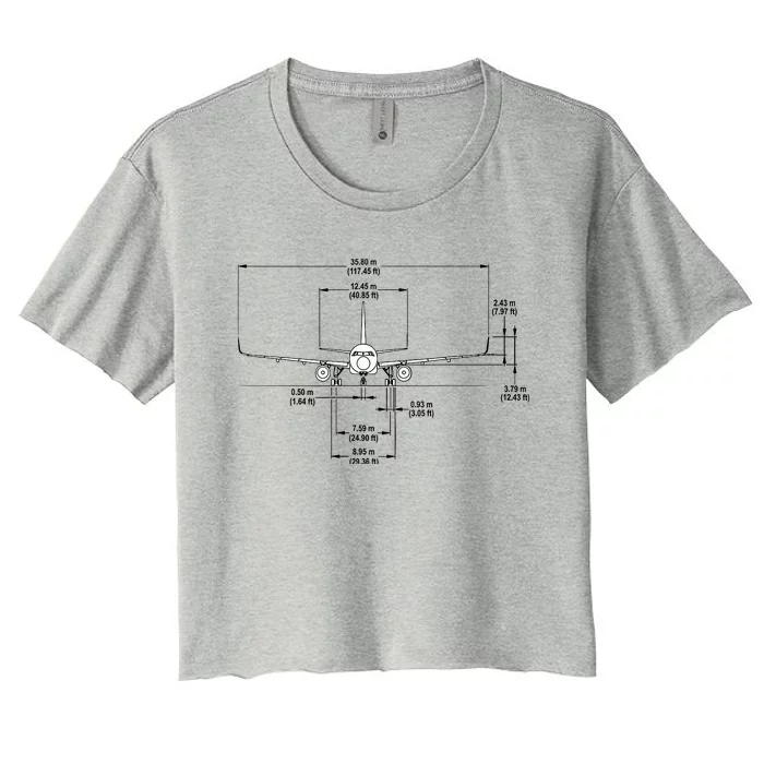 Airbus A320 Jet Airplane Schematic Aviation Pilot Gift Idea Women's Crop Top Tee