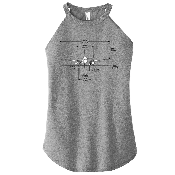 Airbus A320 Jet Airplane Schematic Aviation Pilot Gift Idea Women’s Perfect Tri Rocker Tank