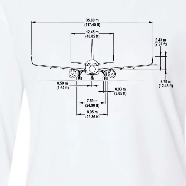 Airbus A320 Jet Airplane Schematic Aviation Pilot Gift Idea Womens Cotton Relaxed Long Sleeve T-Shirt