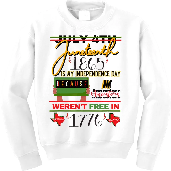 African American June 19th Independence Day Tee Kids Sweatshirt