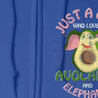 Africa Animal Just A Who Loves Avocados And Elephants Funny Gift Full Zip Hoodie