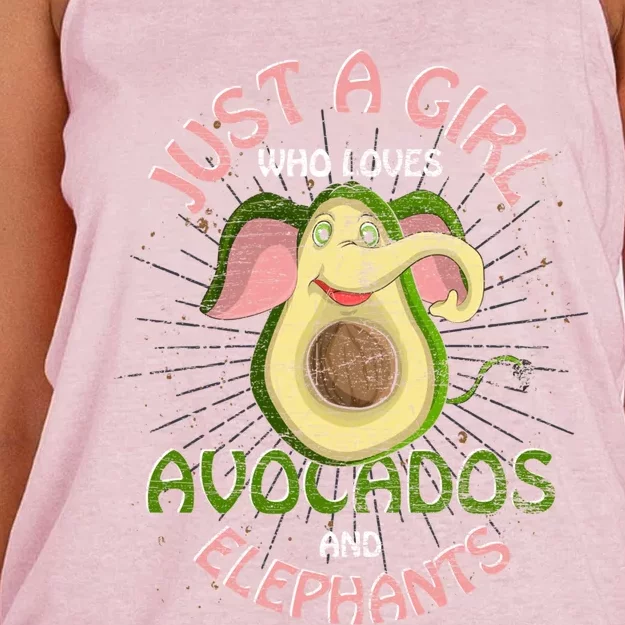 Africa Animal Just A Who Loves Avocados And Elephants Funny Gift Women's Knotted Racerback Tank