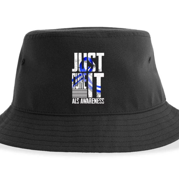 ALS Awareness Just Cure ALS funny support Sustainable Bucket Hat