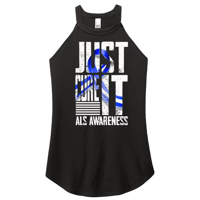 ALS Awareness Just Cure ALS funny support Women’s Perfect Tri Rocker Tank