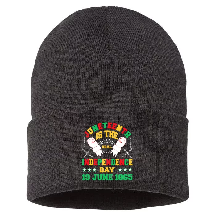 Afro America Juneteenth Is The Real Independence Day 19 June 1865 Gift Sustainable Knit Beanie