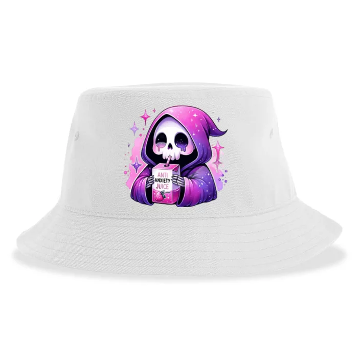 Anti Anxiety Juice Anxious Grim Reaper Halloween Sustainable Bucket Hat