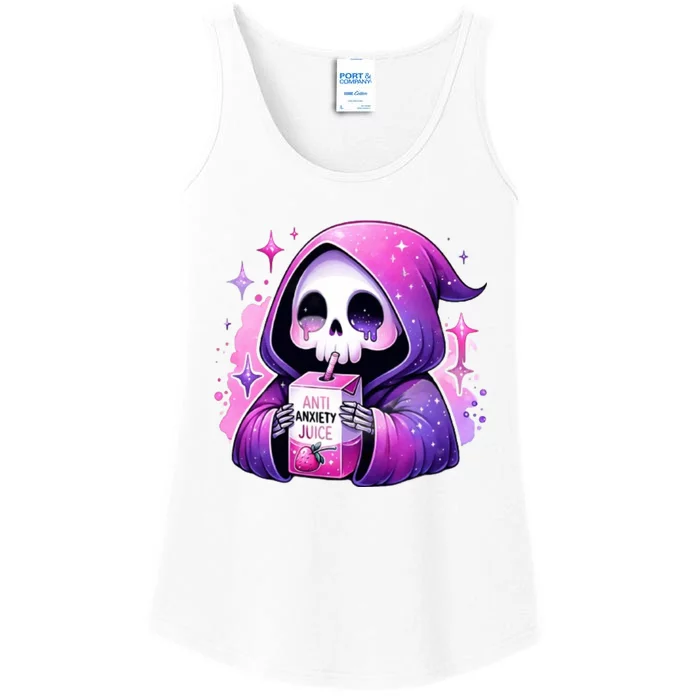 Anti Anxiety Juice Anxious Grim Reaper Halloween Ladies Essential Tank