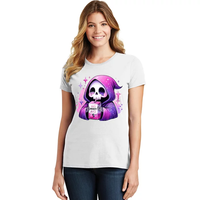 Anti Anxiety Juice Anxious Grim Reaper Halloween Women's T-Shirt