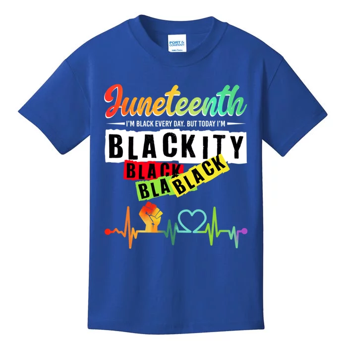 African America Junenth Blackity Heartbeat Black History Gift Kids T-Shirt