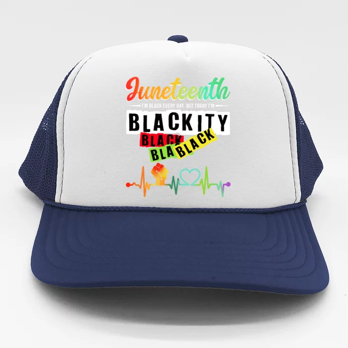 African America Junenth Blackity Heartbeat Black History Gift Trucker Hat