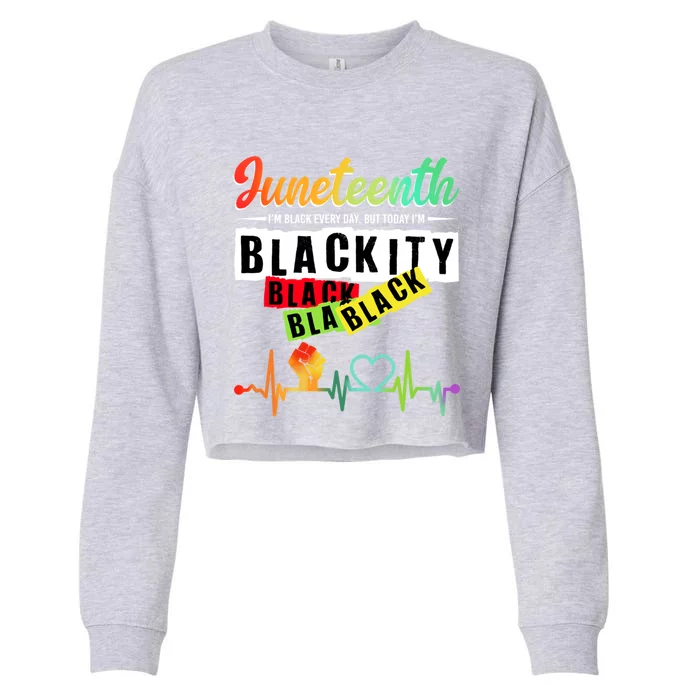 African America Junenth Blackity Heartbeat Black History Gift Cropped Pullover Crew