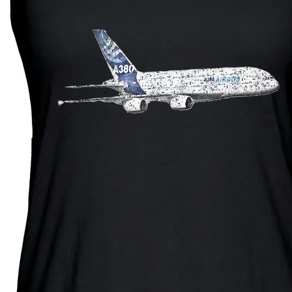 Airbus A380 Jet Airplane Airline Aviation Pilot Ladies Essential Flowy Tank