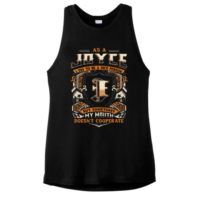 As A Joyce I Try To Te A Good Person Ladies Tri-Blend Wicking Tank