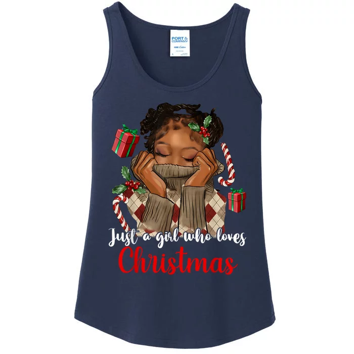 African American Just A Girl Who Loves Christmas Black Ladies Essential Tank