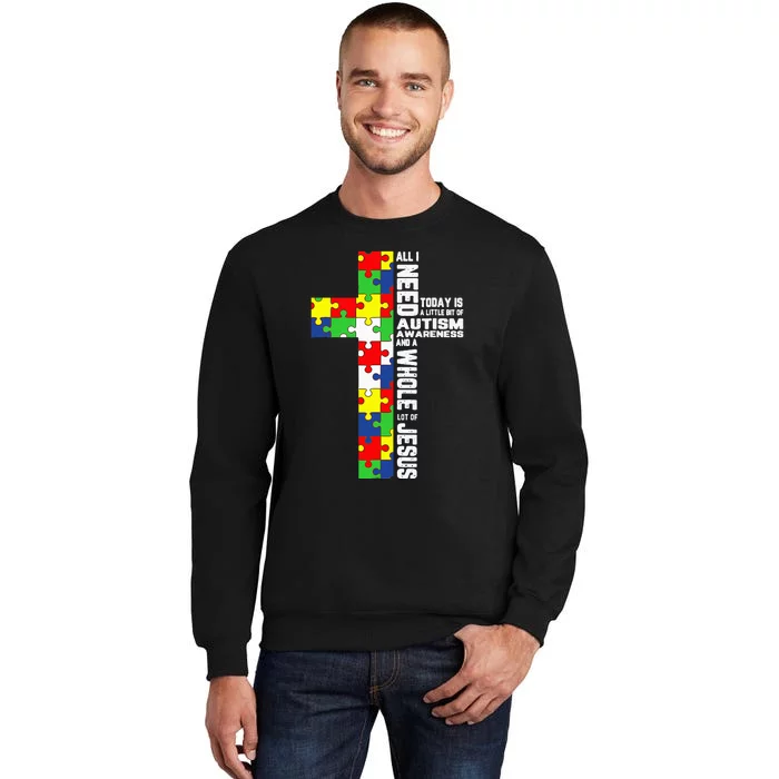 Autism Awareness Jesus Cross Puzzle Cool Christian Gifts Tall Sweatshirt