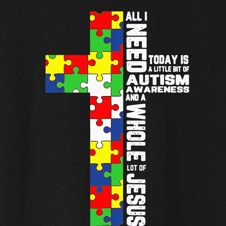 Autism Awareness Jesus Cross Puzzle Cool Christian Gifts Women's Crop Top Tee