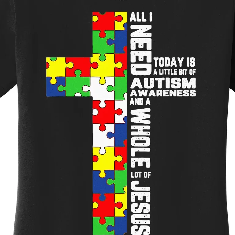 Autism Awareness Jesus Cross Puzzle Cool Christian Gifts Women's T-Shirt