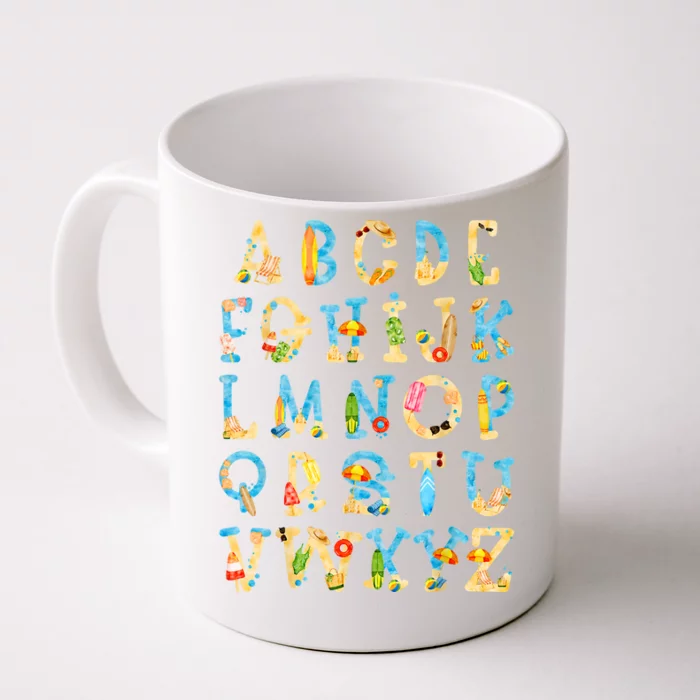 Alphabet ABC Kindergarten Teacher Summer Beach End Of School Front & Back Coffee Mug