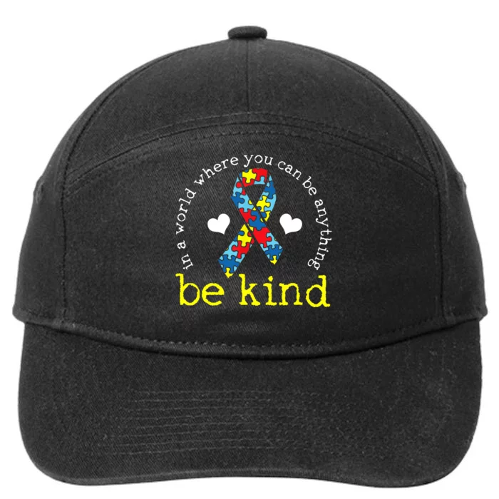 Autism Awareness Kindness Ribbon Heart 7-Panel Snapback Hat