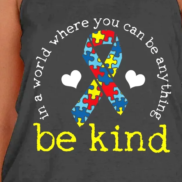 Autism Awareness Kindness Ribbon Heart Women's Knotted Racerback Tank