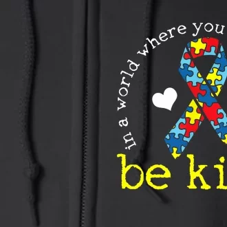 Autism Awareness Kindness Ribbon Heart Full Zip Hoodie