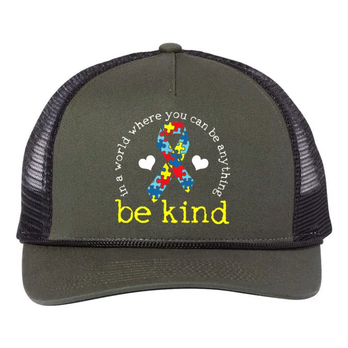 Autism Awareness Kindness Ribbon Heart Retro Rope Trucker Hat Cap