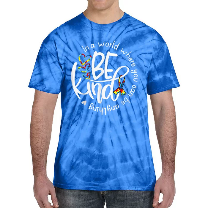 Autism Awareness Kindness Ribbon Heart Tie-Dye T-Shirt