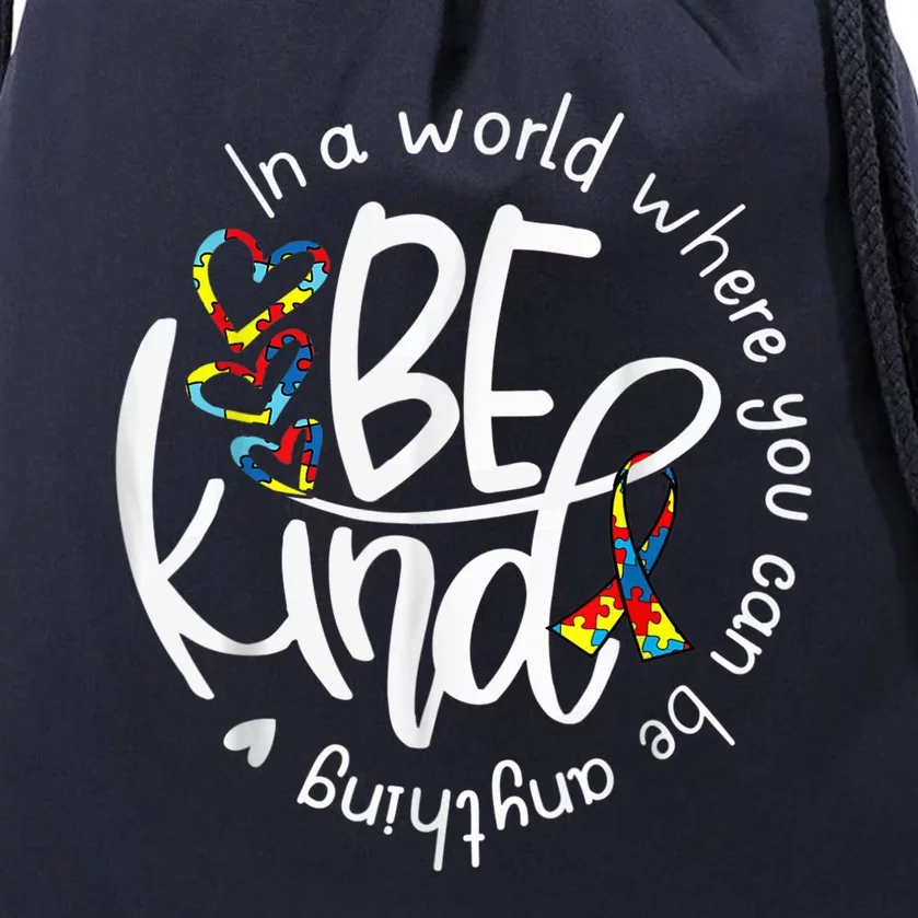 Autism Awareness Kindness Ribbon Heart Drawstring Bag