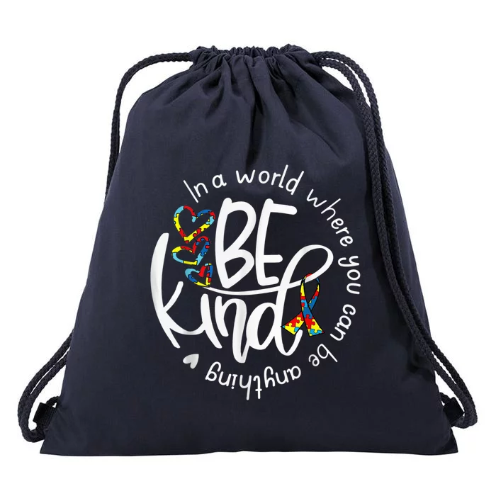 Autism Awareness Kindness Ribbon Heart Drawstring Bag