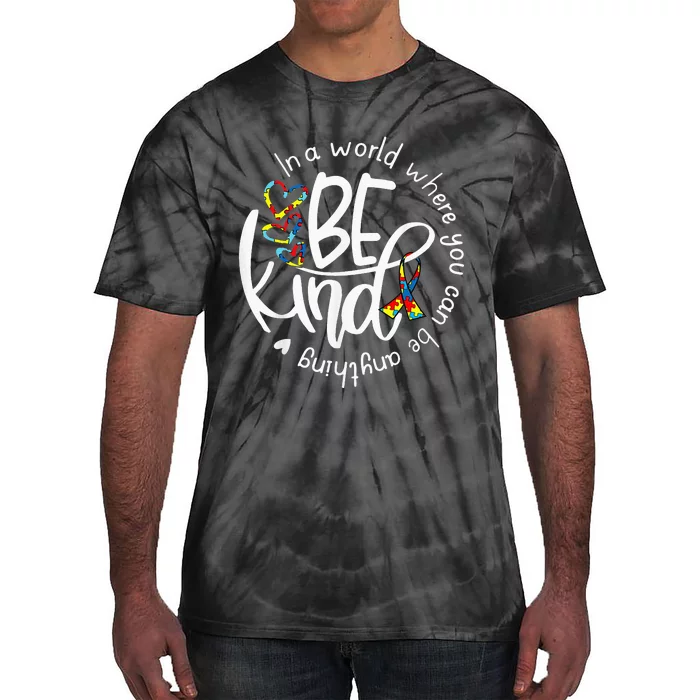 Autism Awareness Kindness Ribbon Heart puzzle Tie-Dye T-Shirt