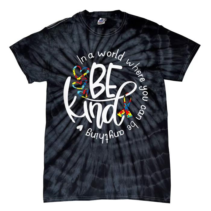 Autism Awareness Kindness Ribbon Heart puzzle Tie-Dye T-Shirt