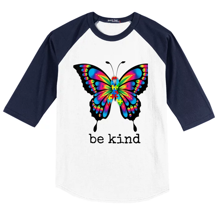 Autism Awareness Kindness Butterfly Be Kind Teacher Wo Baseball Sleeve Shirt