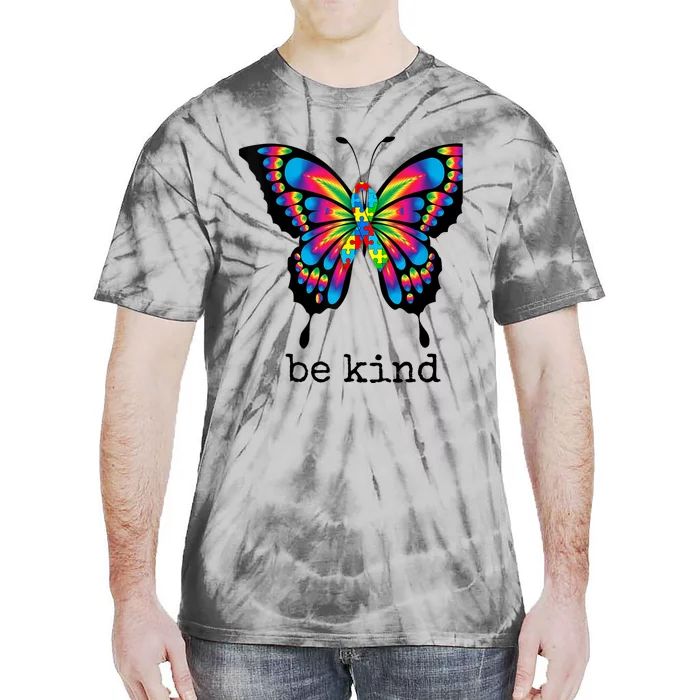 Autism Awareness Kindness Butterfly Be Kind Teacher Wo Tie-Dye T-Shirt