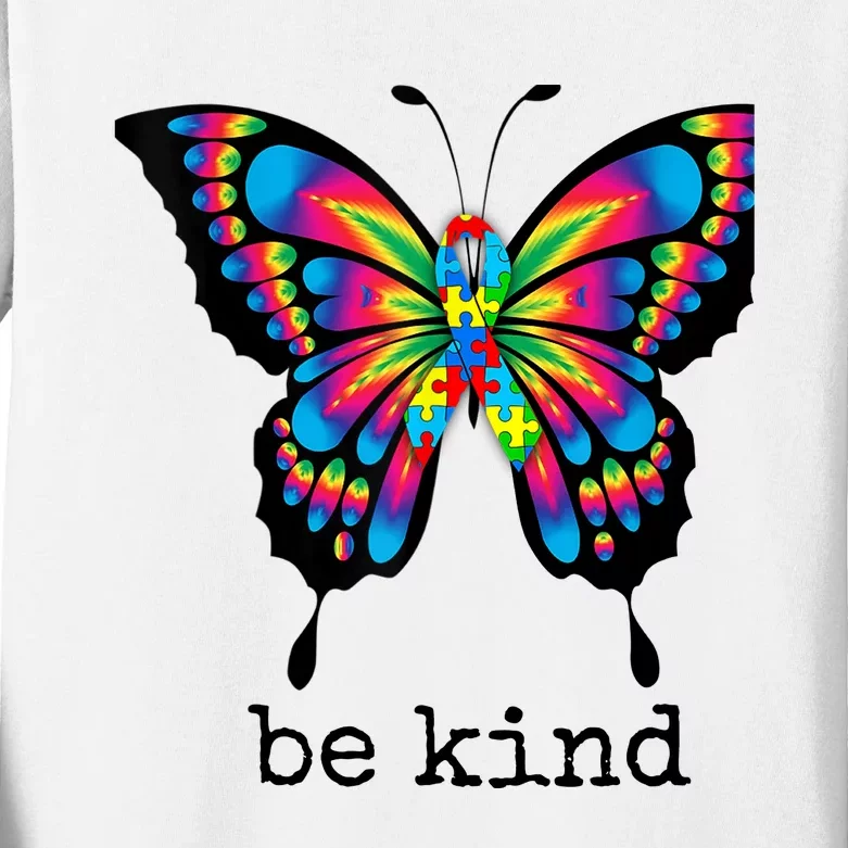 Autism Awareness Kindness Butterfly Be Kind Teacher Wo Kids Long Sleeve Shirt