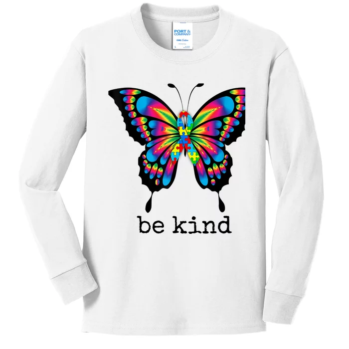 Autism Awareness Kindness Butterfly Be Kind Teacher Wo Kids Long Sleeve Shirt