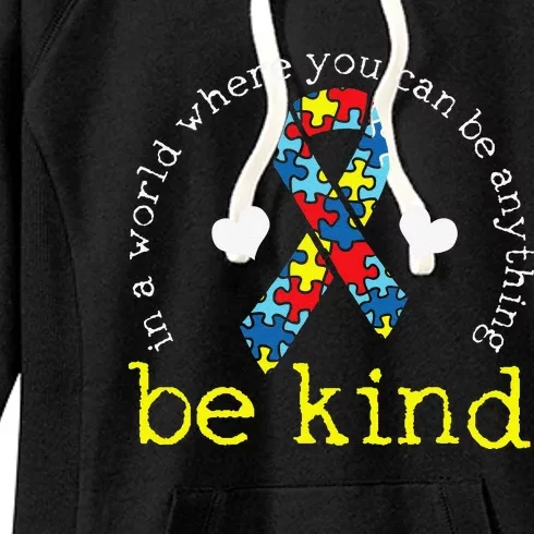 Autism Awareness Kindness Ribbon Heart Women's Fleece Hoodie