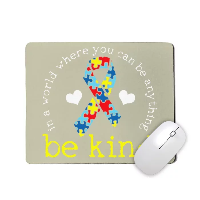 Autism Awareness Kindness Ribbon Heart Mousepad