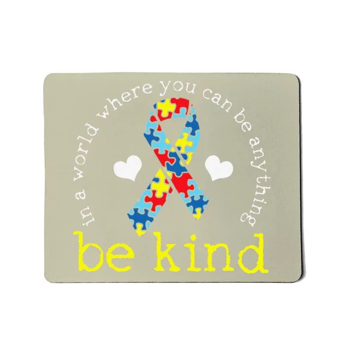 Autism Awareness Kindness Ribbon Heart Mousepad