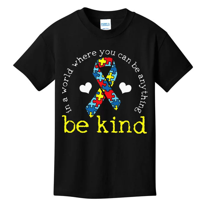 Autism Awareness Kindness Ribbon Heart Kids T-Shirt