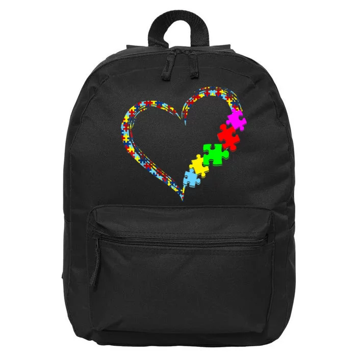 Autism Awareness Love Heart Puzzle Piece Gift 16 in Basic Backpack