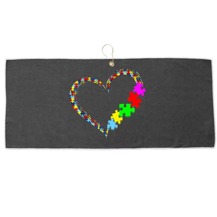 Autism Awareness Love Heart Puzzle Piece Gift Large Microfiber Waffle Golf Towel