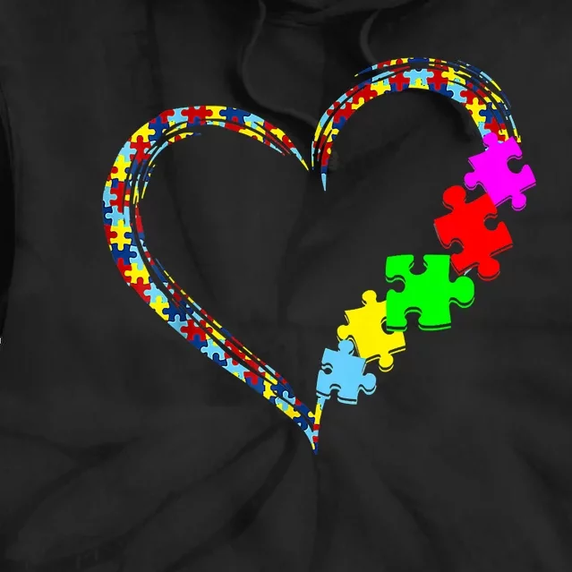 Autism Awareness Love Heart Puzzle Piece Gift Tie Dye Hoodie