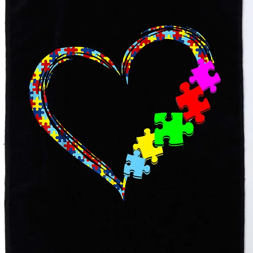 Autism Awareness Love Heart Puzzle Piece Gift Platinum Collection Golf Towel