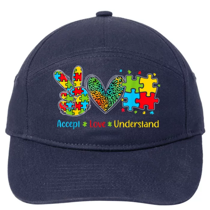 Autism Accept Love Understand Puzzle Pieces Tie Dye Rainbow 7-Panel Snapback Hat