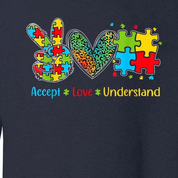 Autism Accept Love Understand Puzzle Pieces Tie Dye Rainbow Toddler Sweatshirt