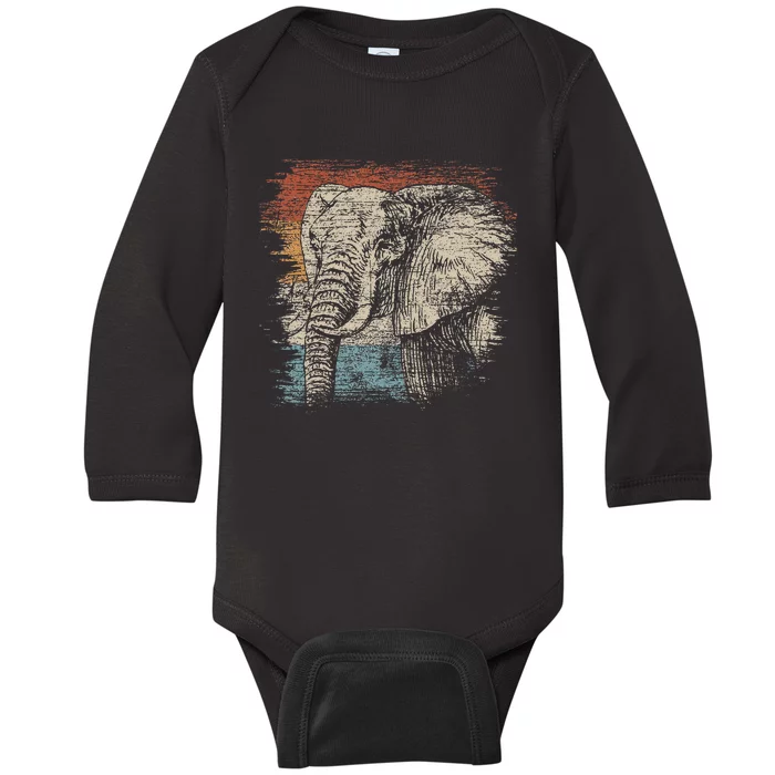 African Animal Lover Gift Elephant Baby Long Sleeve Bodysuit