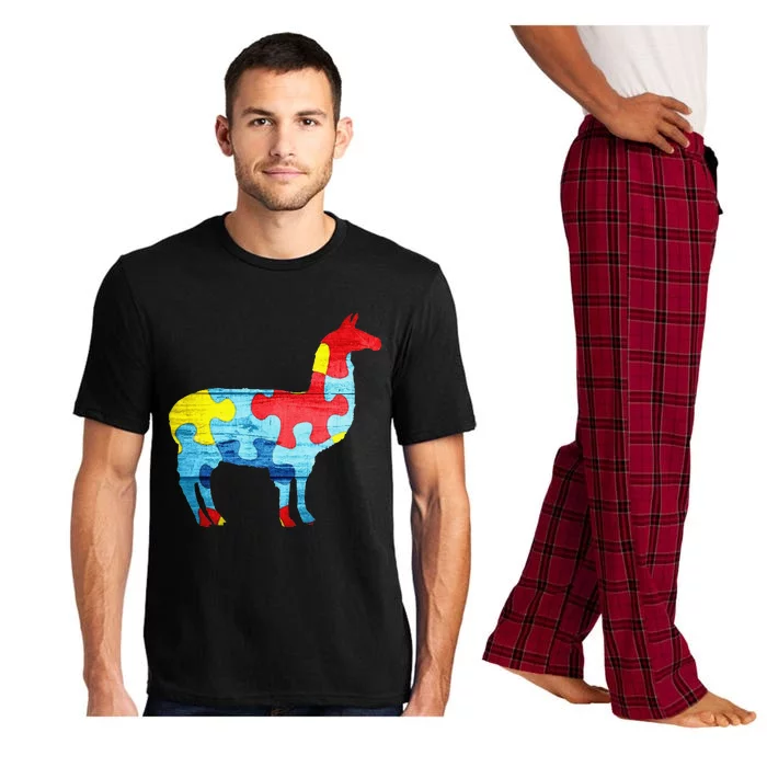 Autism Awarenesss Llama Puzzle Gift Pajama Set