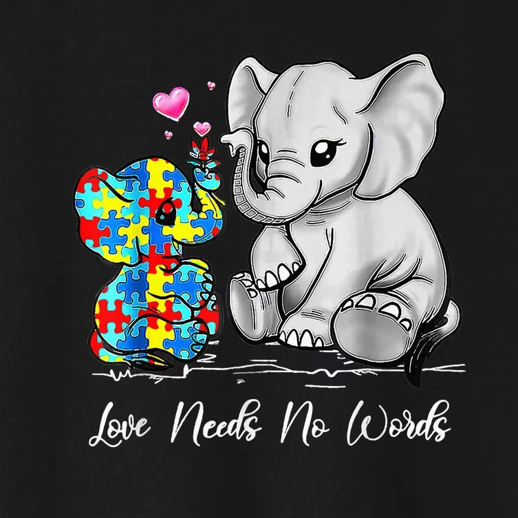 Autism Awareness Love Needs No Words Elephant Support Women's Crop Top Tee