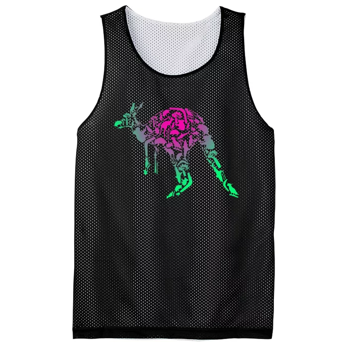 Australia Animal Lover Colorful Painting Kangaroo Mesh Reversible Basketball Jersey Tank