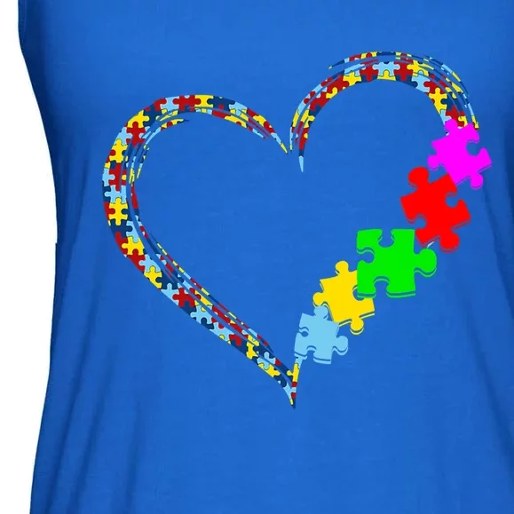 Autism Awareness Love Heart Puzzle Piece Valentines Day Gift Ladies Essential Flowy Tank